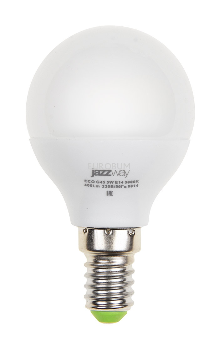 Лампа светодиодная шарик P-E -G45 5w Е14 3000K Jazzway