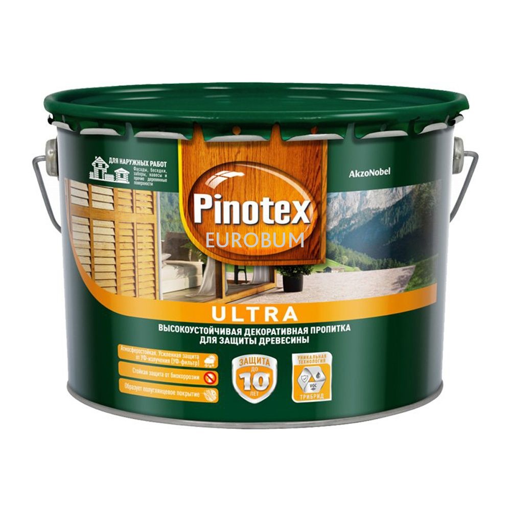 Пропитка для защиты древесины Pinotex Ultra база CLR бесцветный 2.7 л
