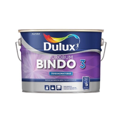 Краска для стен и потолков Bindo PROF 3 стандарт глуб.мат база BW Dulux AkzoNobel 9 л